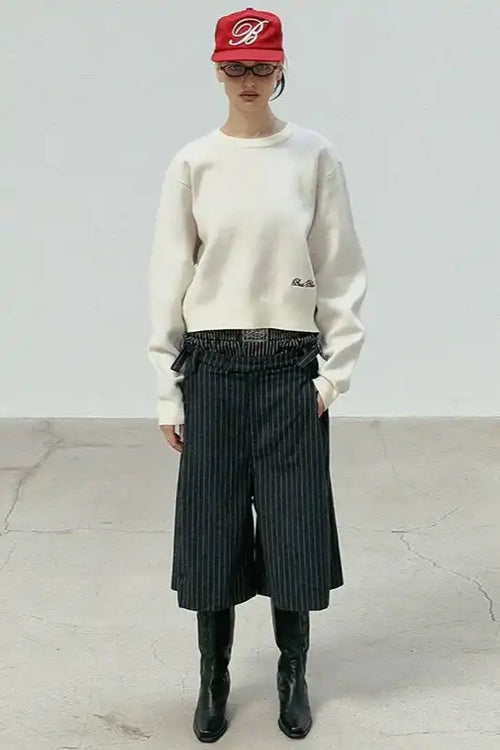 Casual Vintage Crew Neck Sweater image 2