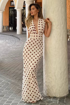 Polka Dot Spaghetti Strap Open Back Bodycon Vacation Dress image 1