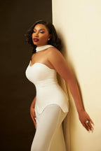 Simple Chic Long Streamer Strapless Bodycon Prom Dress image 3