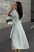 Printed Puff Sleeve Cotton Midi Dress image 5