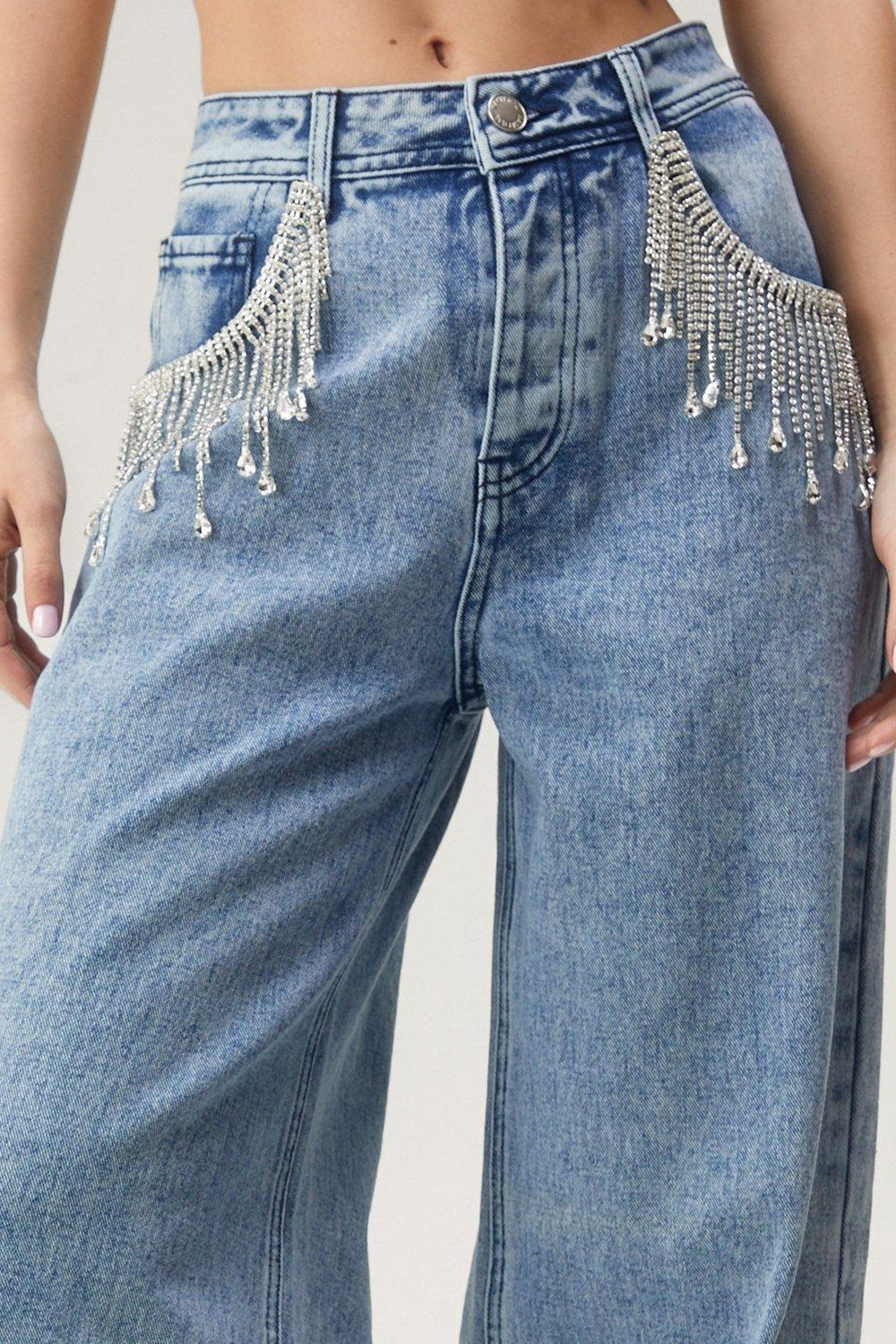Fringe Chain Detail Denim Jean image 2
