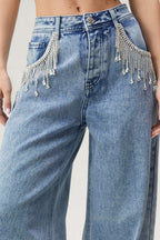Fringe Chain Detail Denim Jean image 2