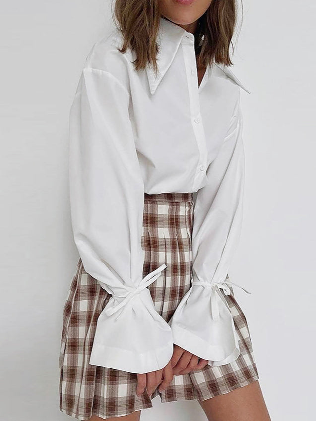 Bow Tie Long Sleeve White Blouse image 5