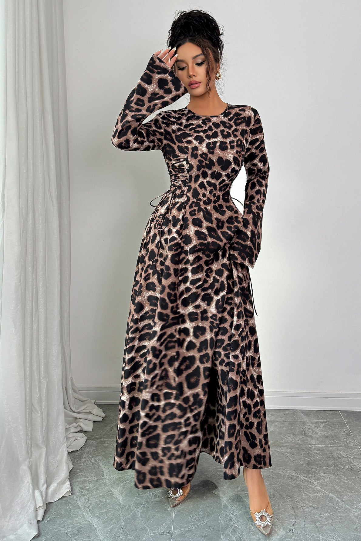 Chic Leopard Long Sleeve Maxi Dress image 3