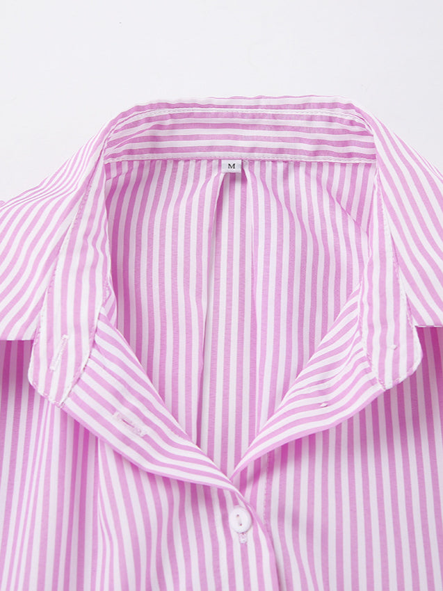 Striped Tie Waist Long Sleeve Blouse image 6