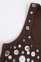 Button Decor Ribbed Casual Tank Top image 6
