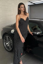 Polka Dot Cami Backless Tie Maxi Dress image 2