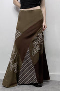 Printed Knit Patchwork Maxi Skirt image 1