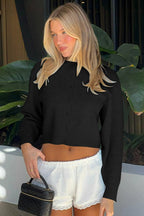 Knit Cropped Long Sleeve Sweater image 7