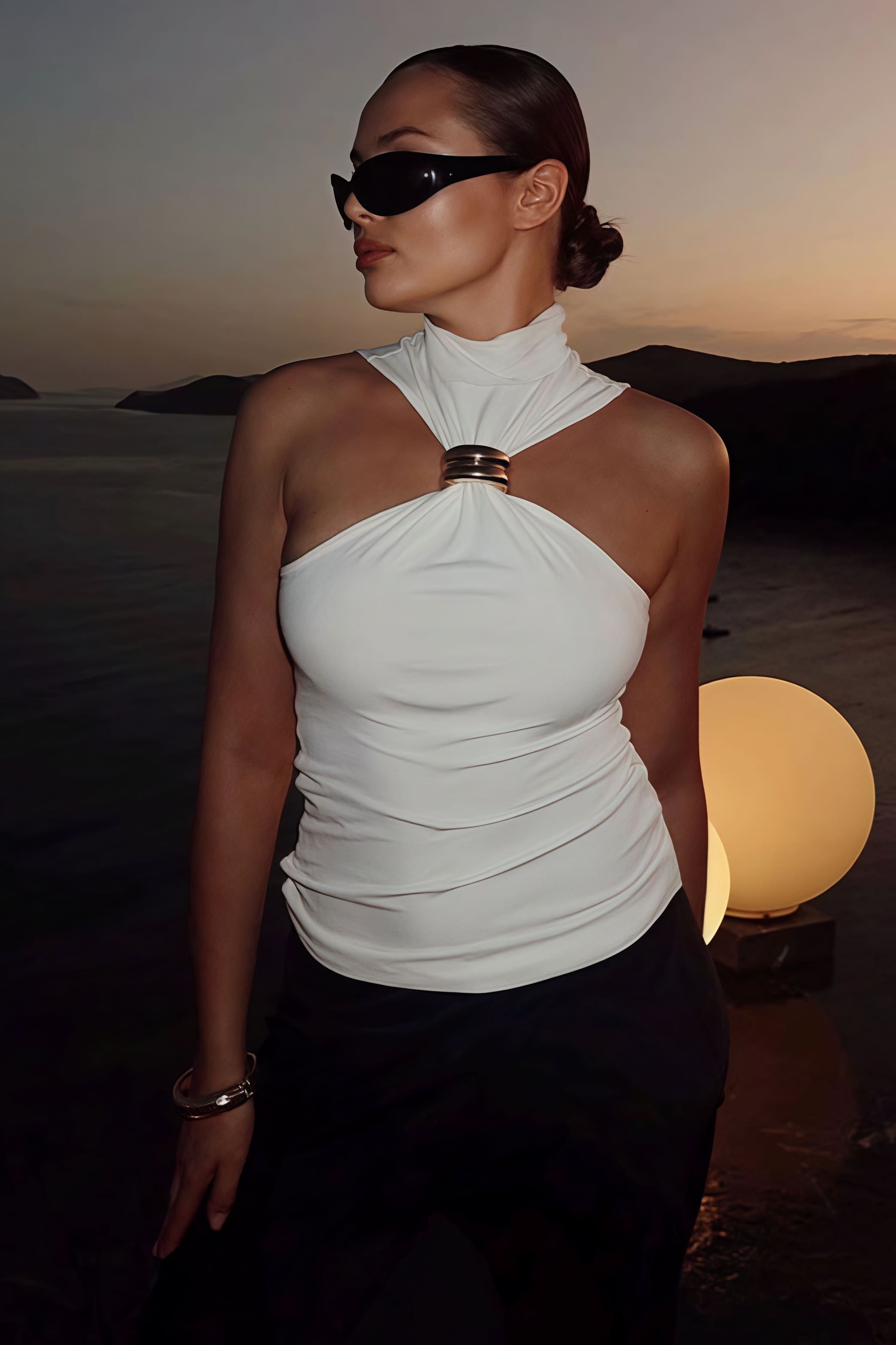 Minimalist Solid Metal Sexy Slim Halter Top image 3