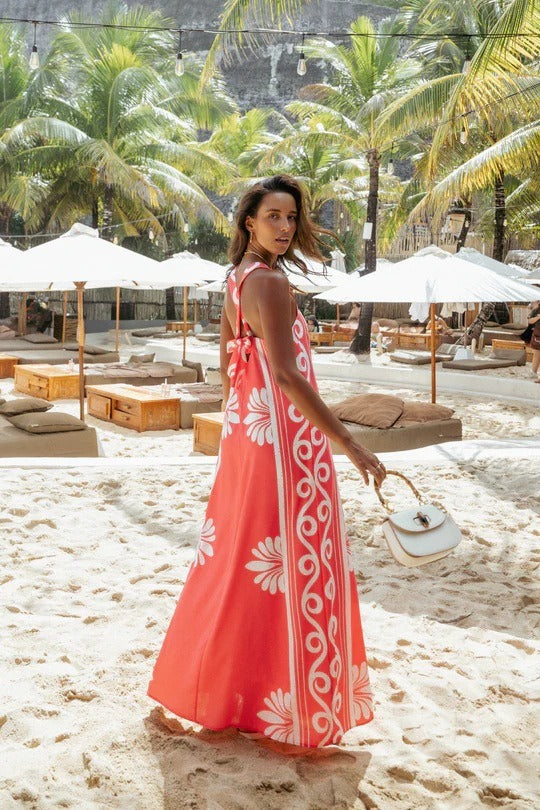 Off-shoulder Floral Print A-line Cami Maxi Dress image 3