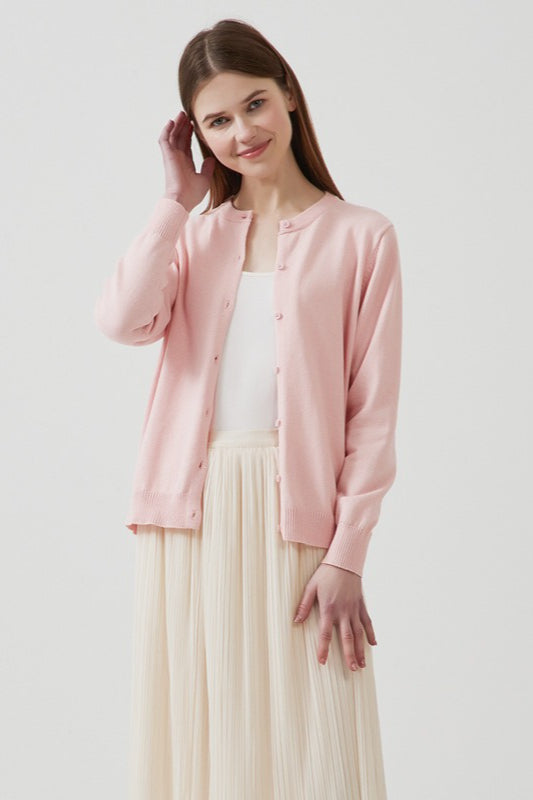 Cotton Crew-Neck Lightweight Knit Outerwear Cardigan image 5