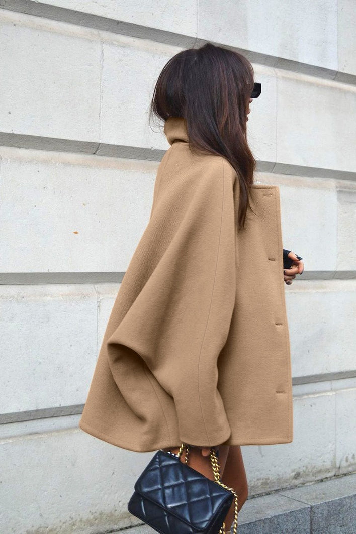 Batwing Sleeve Wool Blend Coat image 5