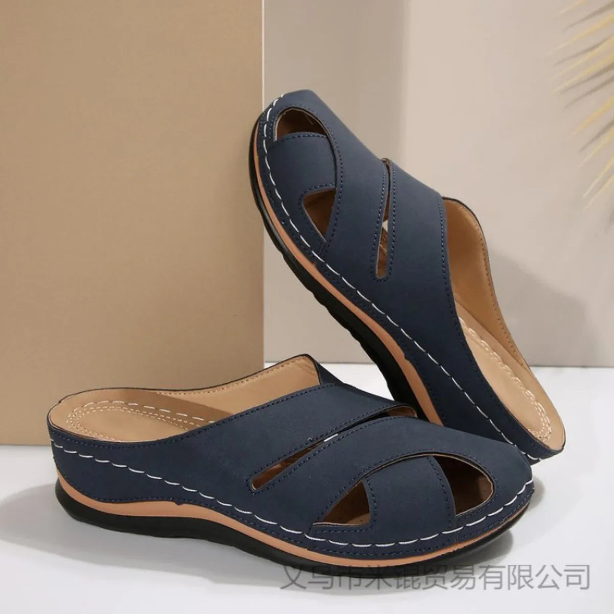 Alina Wedge Sandals detail view styled for Avrienne