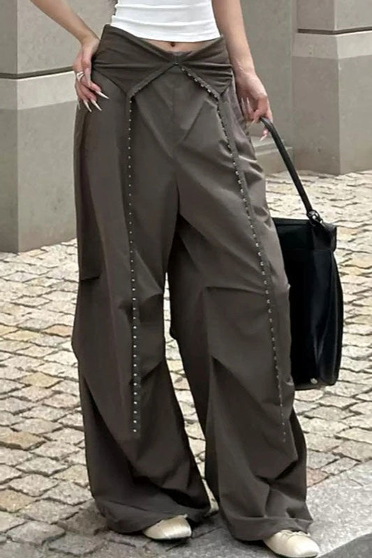 Y2K Retro Cuffed Button Cargo Pant image 1