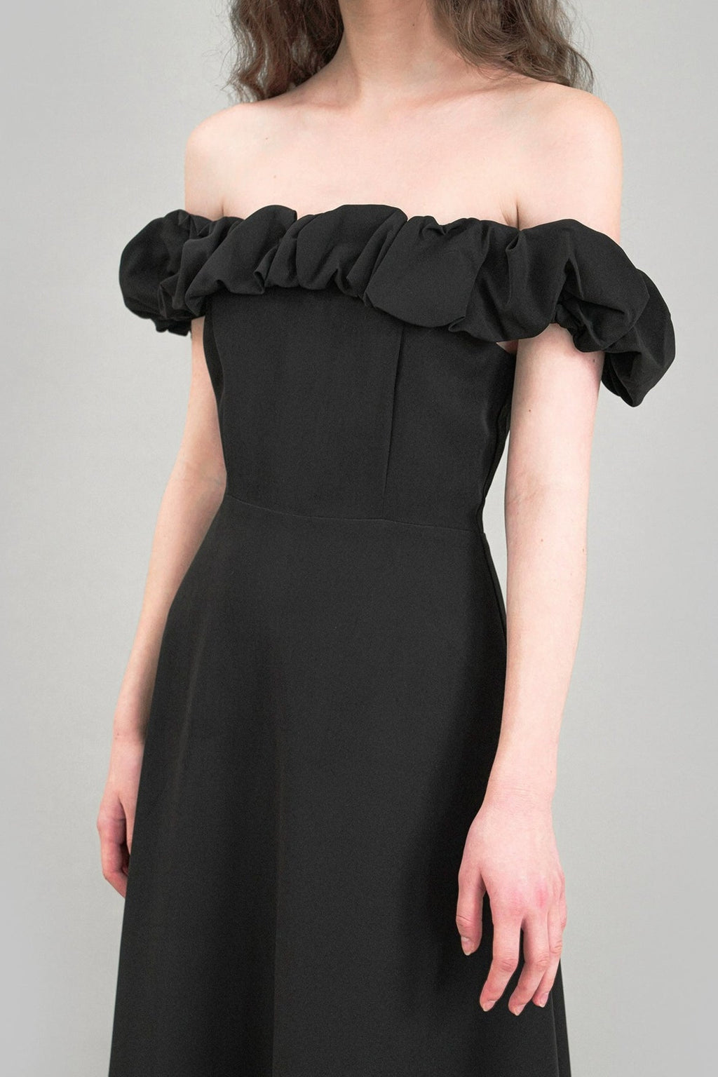 Satin Ruched Off-the-shoulder Cocktail Dress image 8