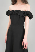 Satin Ruched Off-the-shoulder Cocktail Dress image 8