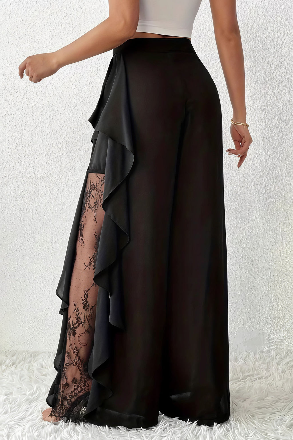Irregular Split Lace Wide Leg Pants image 4