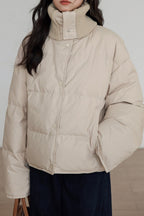 Knit Collar White Duck Down Puffer Jacket image 8