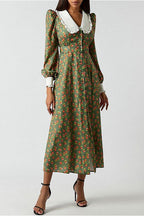 Collar Waist Cinched Stylish Floral Dress image 5