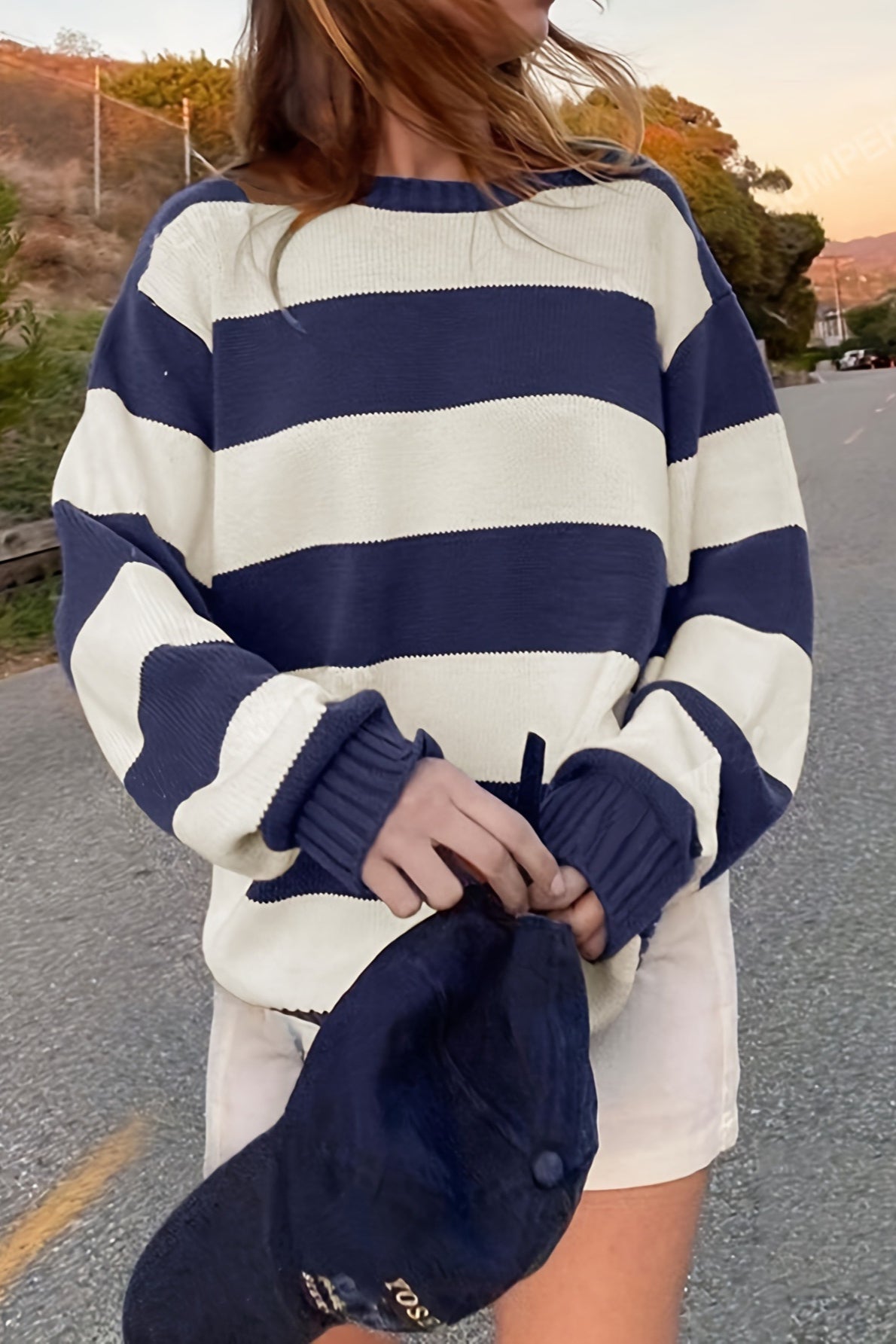 Crew Neck Casual Loose Knit Pullover Sweater image 1