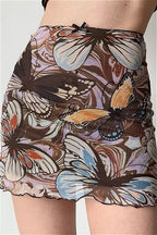 Vintage Printed Mesh Bodycon Mini Skirt image 3