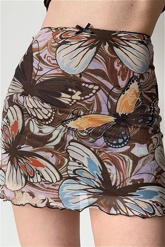 Vintage Printed Mesh Bodycon Mini Skirt image 3