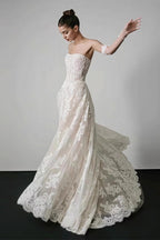 Vintage Lace Bandeau Floral Print Reception Dress image 2