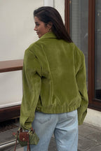 Oversized Velvet Baseball Style Jacket image 5
