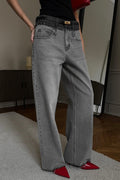 Waist Patch Distressed Straight Jean image 1