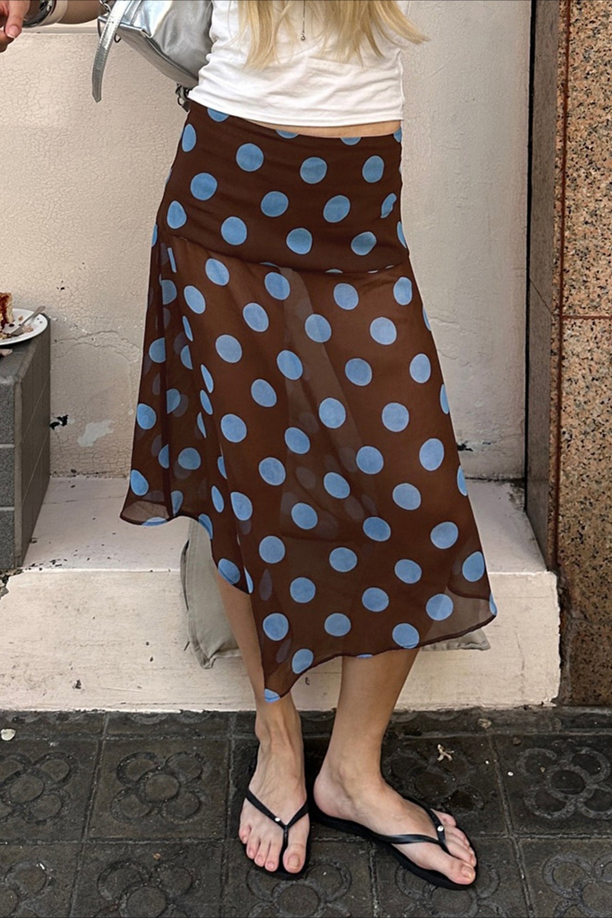 Sheer Polka Dot Ruffled Mesh Skirt image 2