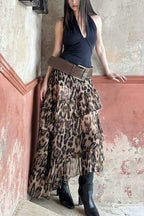 Y2K Leopard Print High-Waisted Loose Fit Skirt image 3