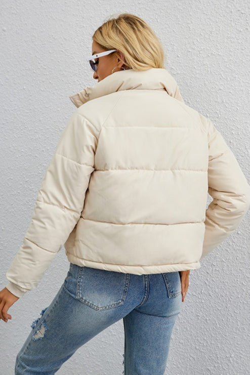 Short Stand Collar Relaxed Puffer Jacket image 4