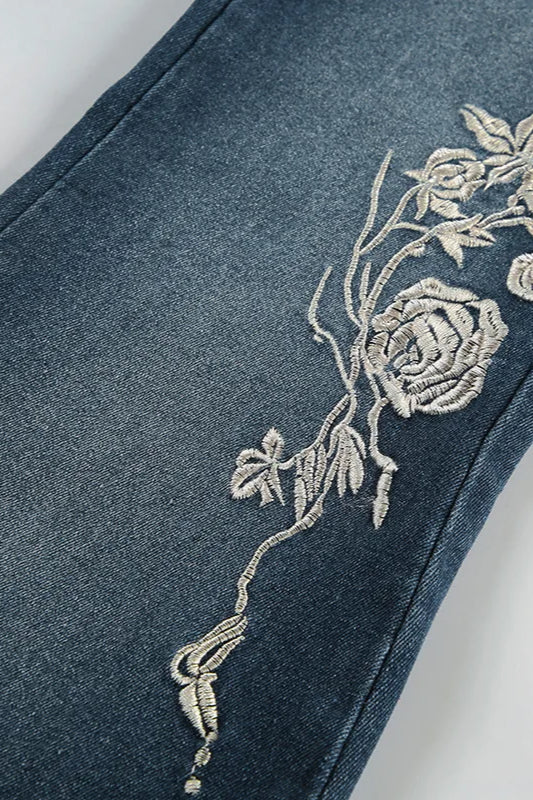 Vintage Plant Embroidered Bootcut Jeans image 17