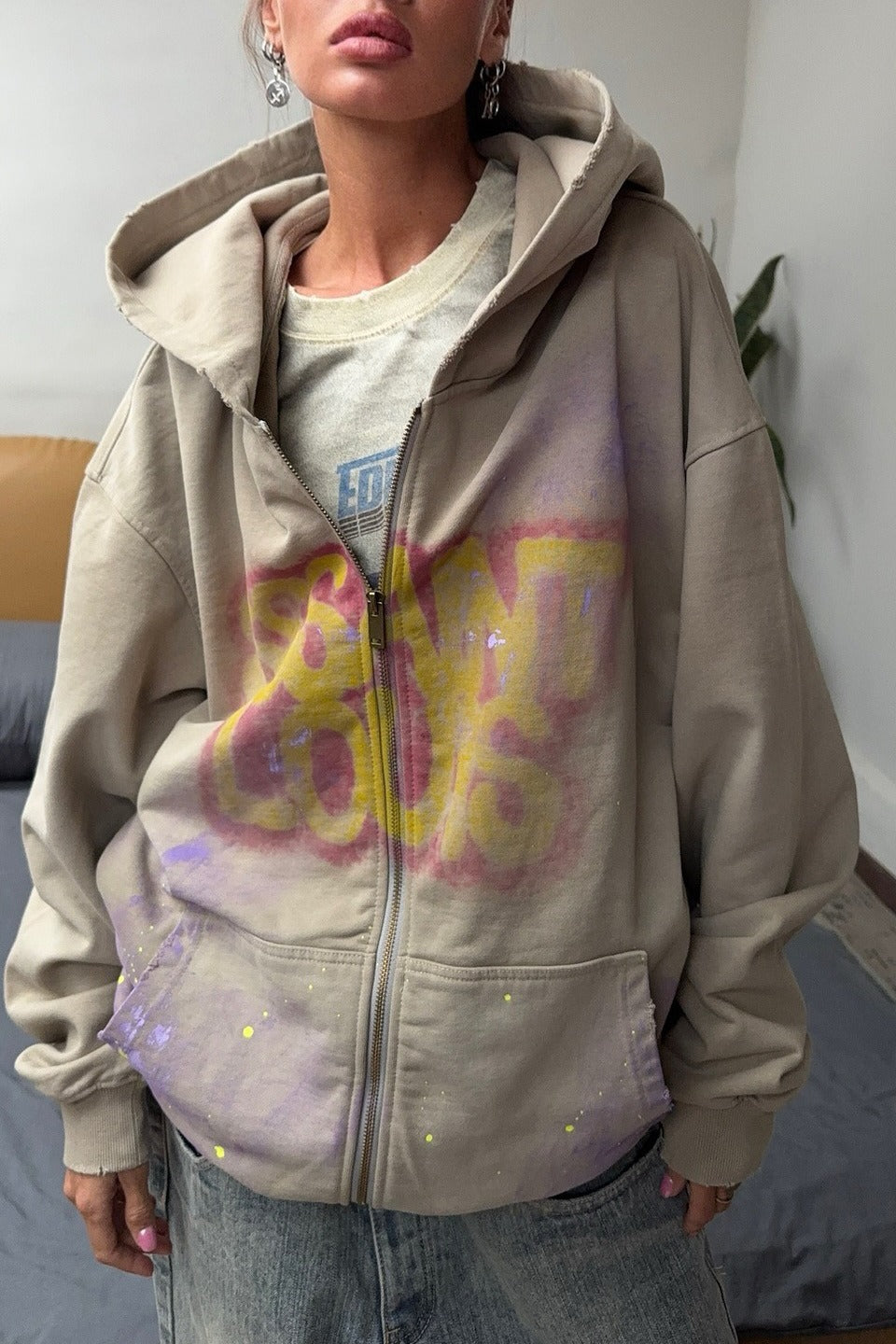 Vintage Street Style Zip Up Hoodie image 3