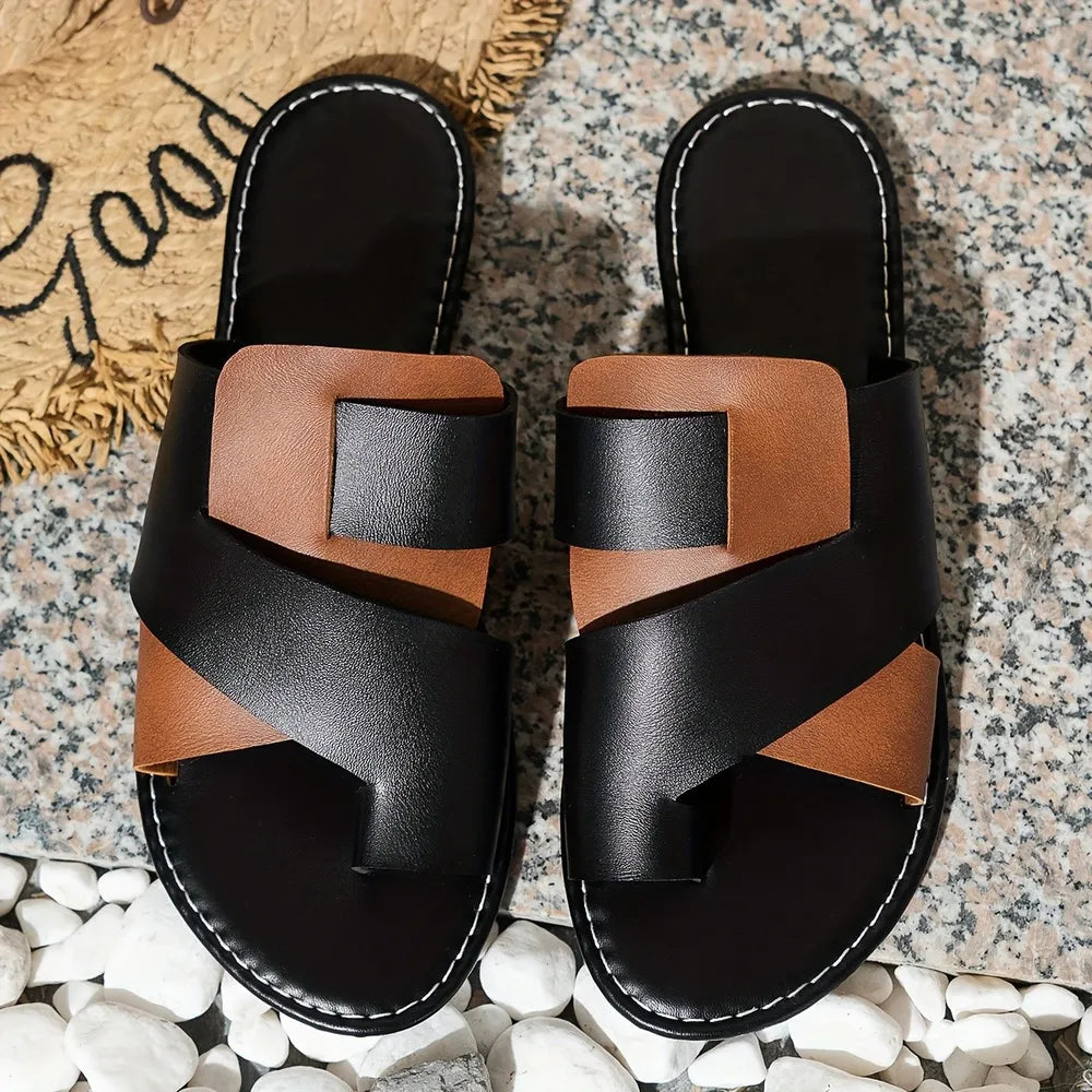 Delphine Toe-Loop Sandals detail view styled for Avrienne