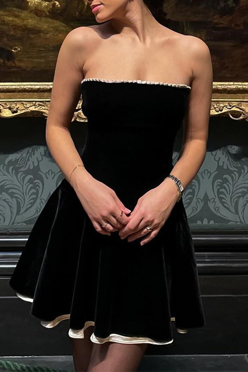 Velvet Bustier A-line Cocktail Dress image 1