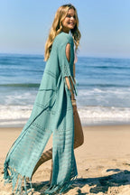 Hollow Knit Fringe Maxi Cover Up image 11