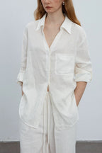 Minimalist Casual Vibe Linen Loose-fit Blouse image 1
