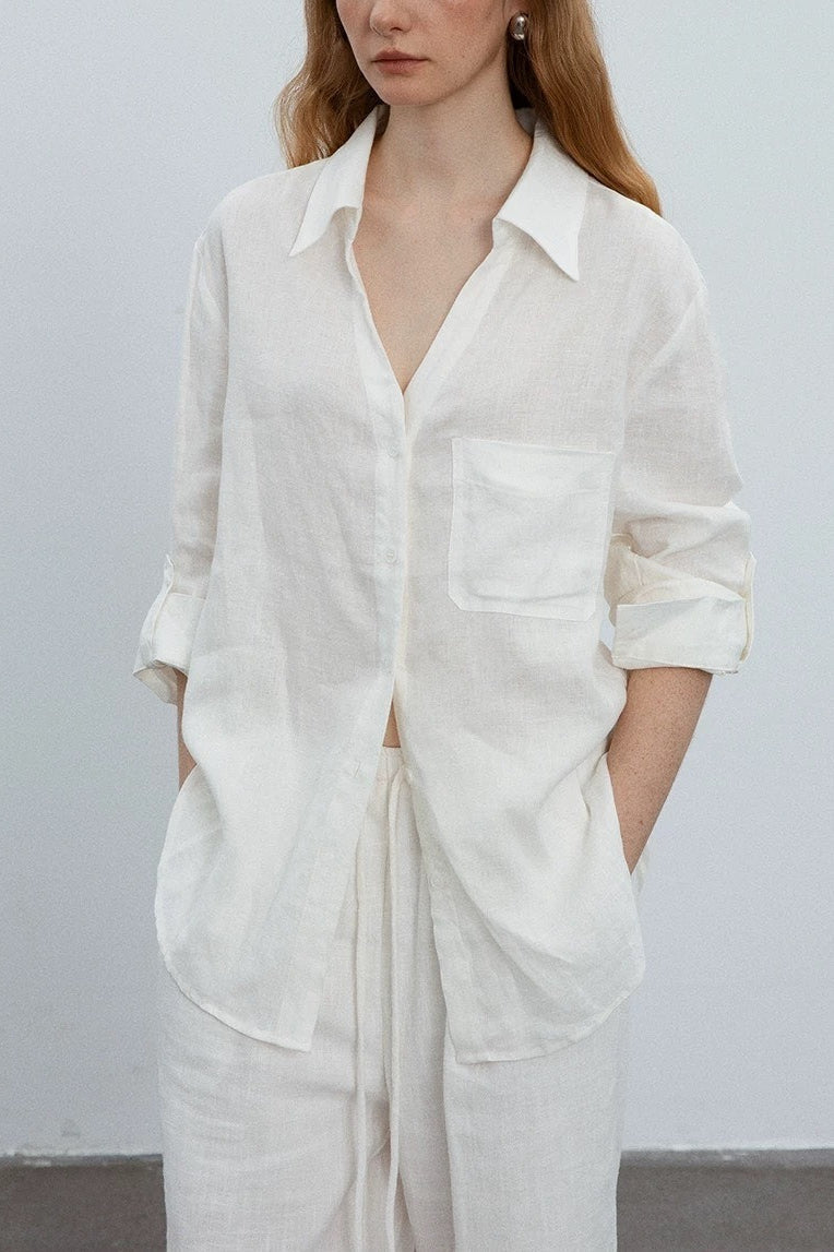 Minimalist Casual Vibe Linen Loose-fit Blouse image 1
