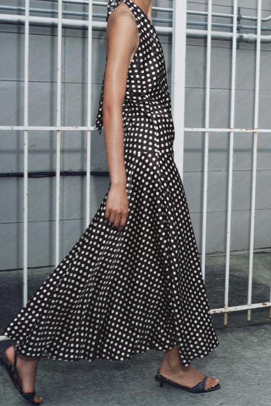 Polka Dot Halter Neck Maxi Dress image 2