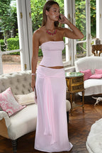 Solid Backless Tie Mermaid Skirt Set image 1