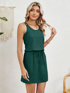Odette Eyelet Dress detail view styled for Avrienne