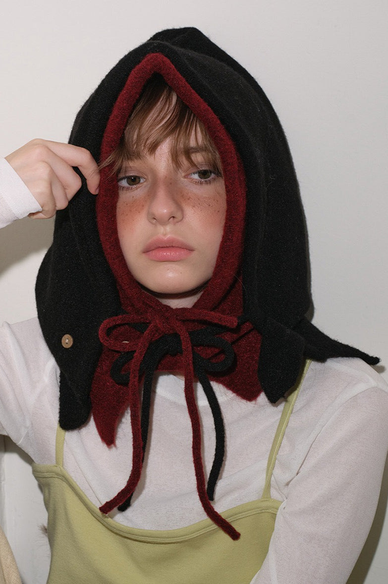 Solid Wool Drawstring Oversized Knitted Balaclava Hat image 7