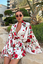Fresh Floral Print Lantern Sleeve Mini Dress image 1