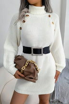Long Sleeve Button Knit Sweater Dress image 9