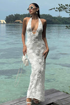 Jacquard Strapless Halter Maxi Dress image 5