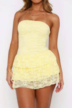 Sexy Lace Strapless Tiered Mini Dress image 5