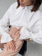 Bow Tie Long Sleeve White Blouse image 4