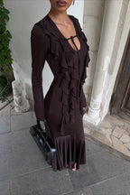 Layered Ruffled V-neck Maxi Boho Dress image 4